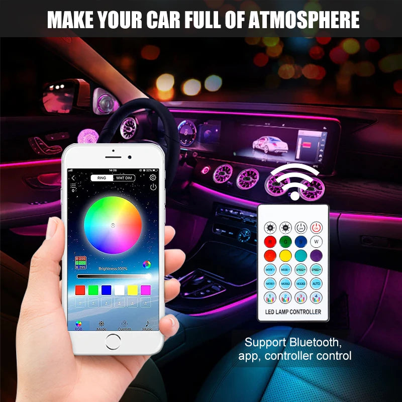RCJ LED Strip Lights LED Car Interior Light USB Auto Atmosphere Decoration Ambient Lamp Accessories