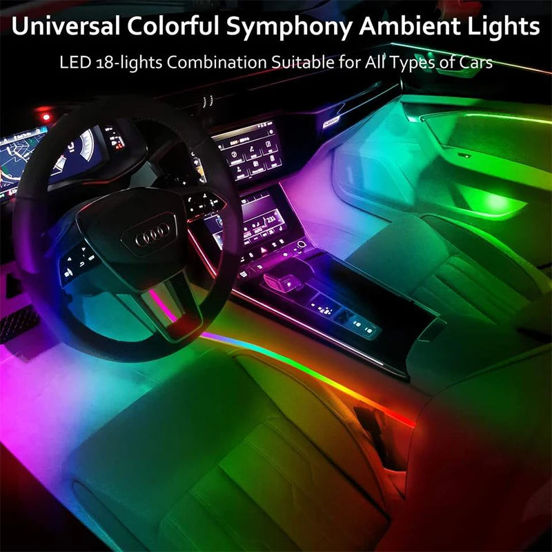 RCJ LED Strip Lights LED Car Interior Light USB Auto Atmosphere Decoration Ambient Lamp Accessories